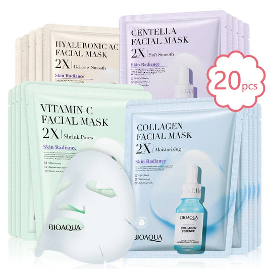 20pcs BIOAQUA Centella Collagen Face Mask VC Moisturizing Refreshing Sheet Masks Hyaluronic Acid  Facial Mask Skin Care Products - NipKart